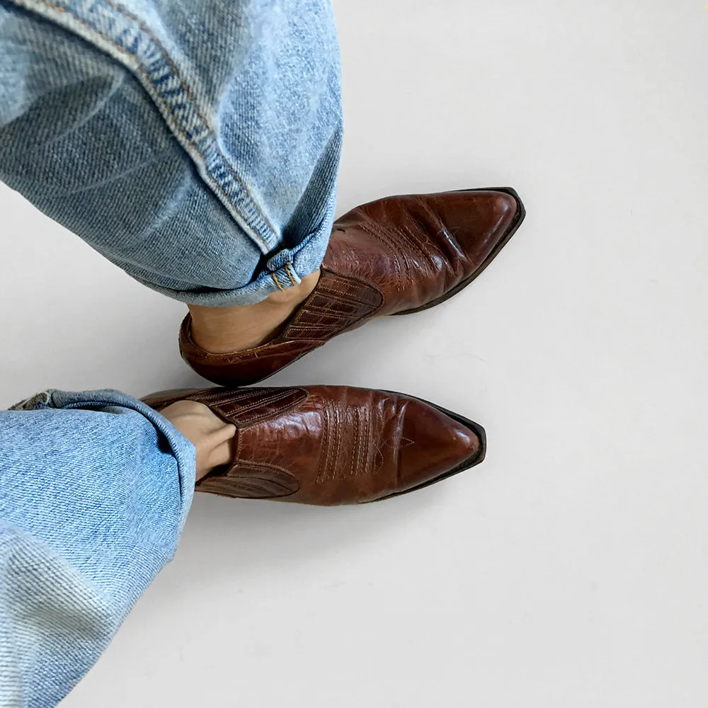 1990s Made in Canada Brown Leather South Western Ankle Booties