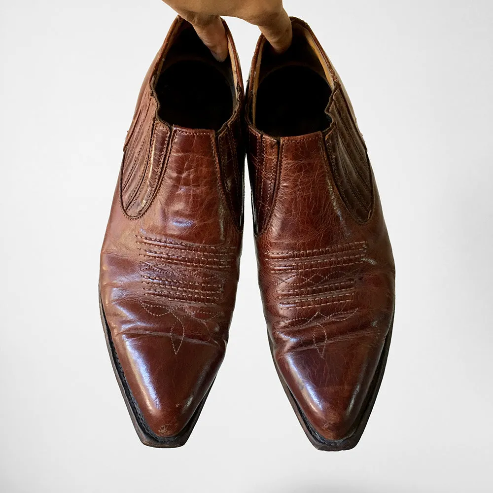 1990s Made in Canada Brown Leather South Western Ankle Booties