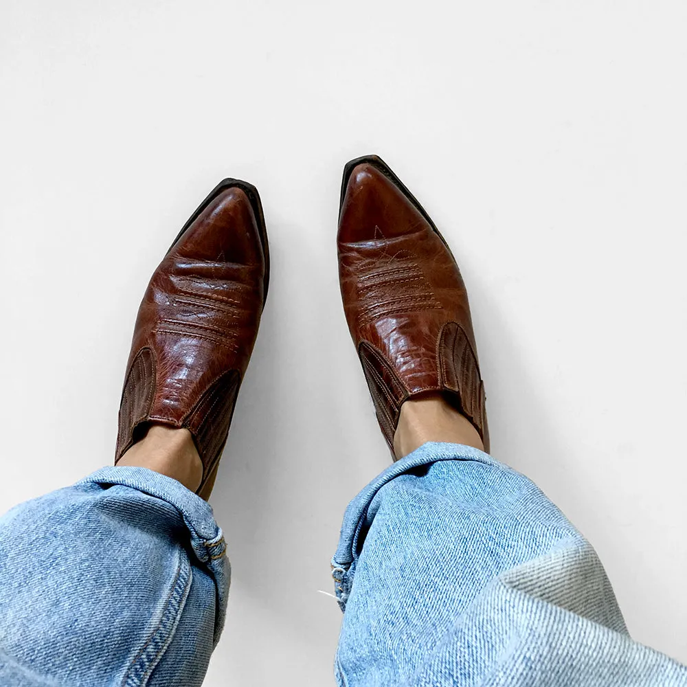 1990s Made in Canada Brown Leather South Western Ankle Booties