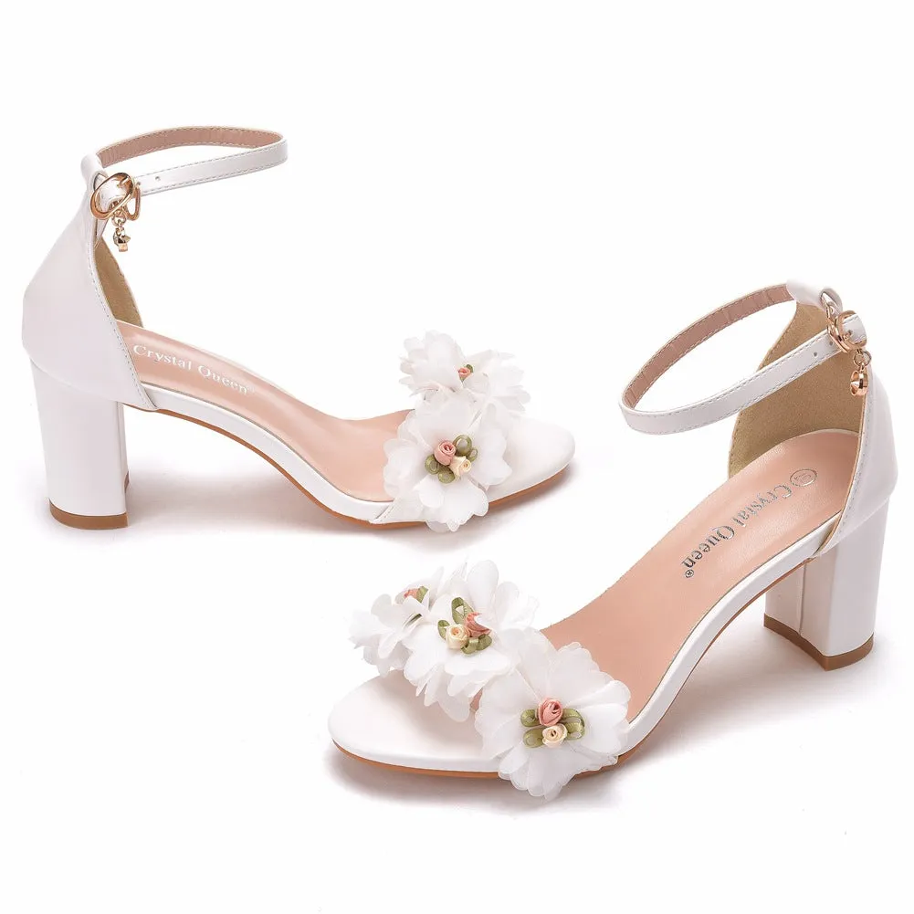 7cm Shallow Flower High-heeled Sandals