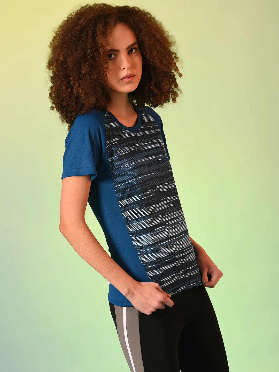 Abstract Striped Activewear T-Shirt