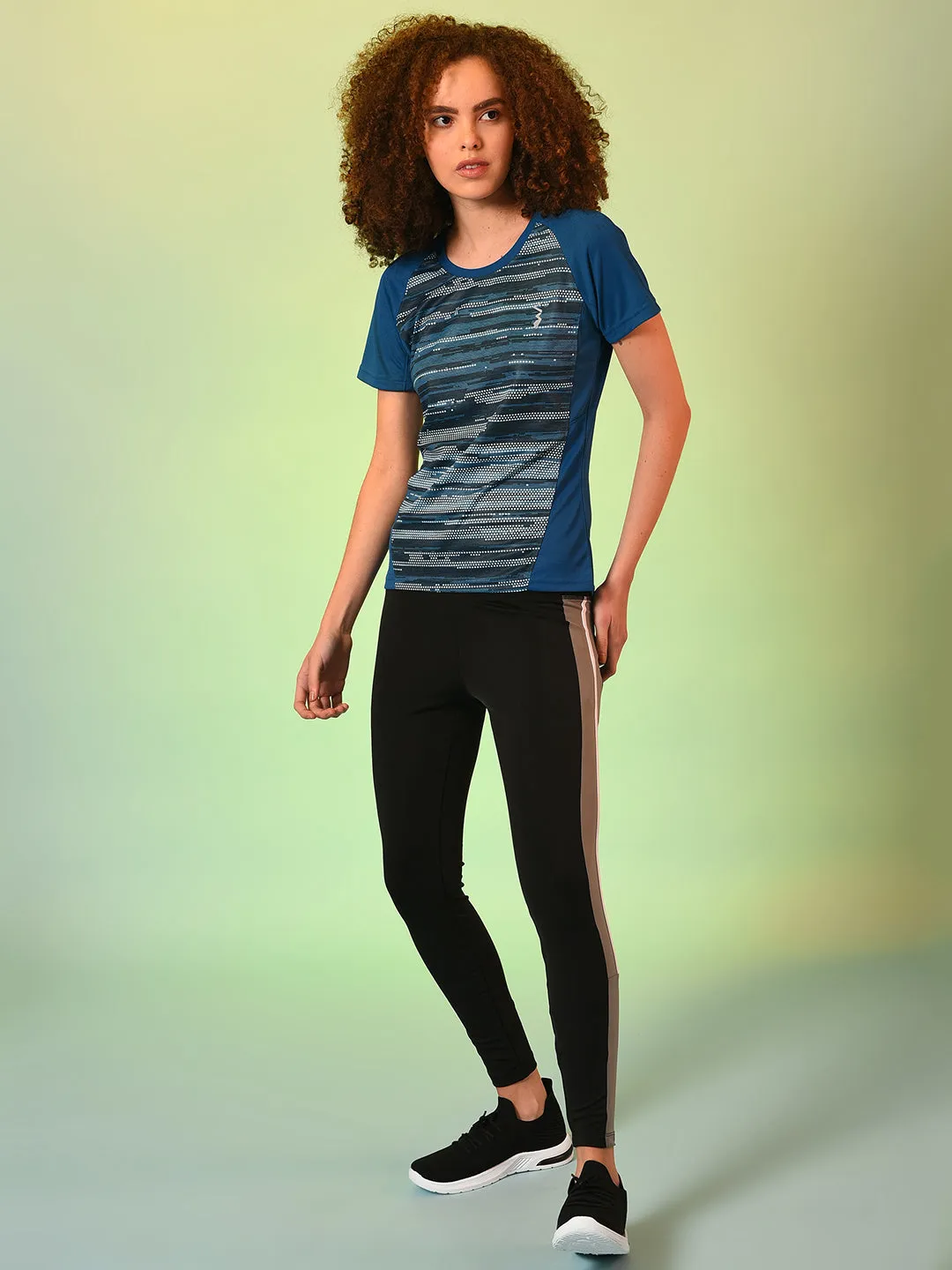 Abstract Striped Activewear T-Shirt