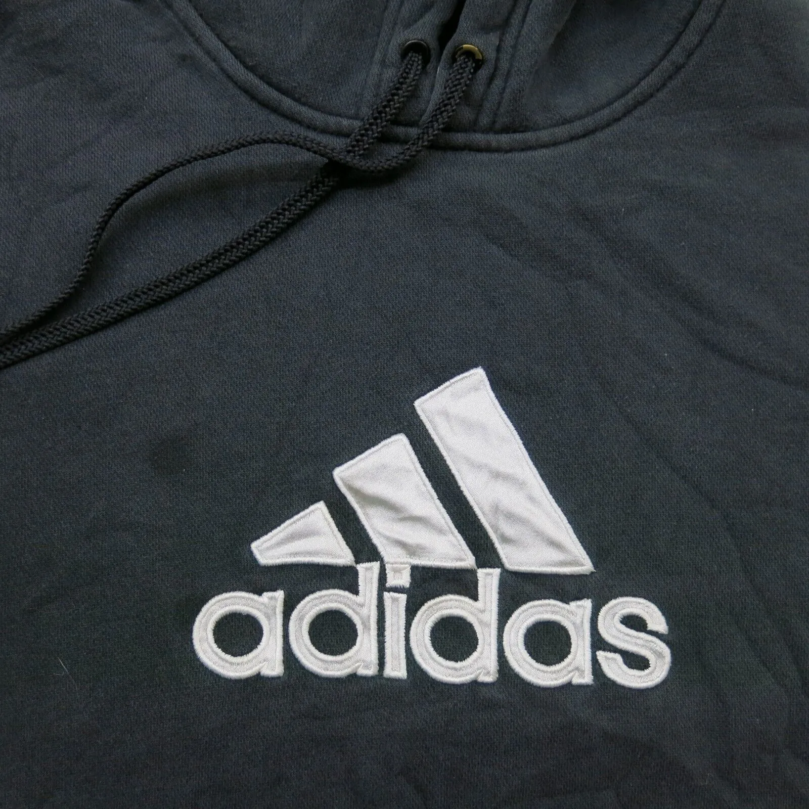 Adidas Mens Activewear Fleece Logo Pullover Hoodies Black Medium Long Sleeves