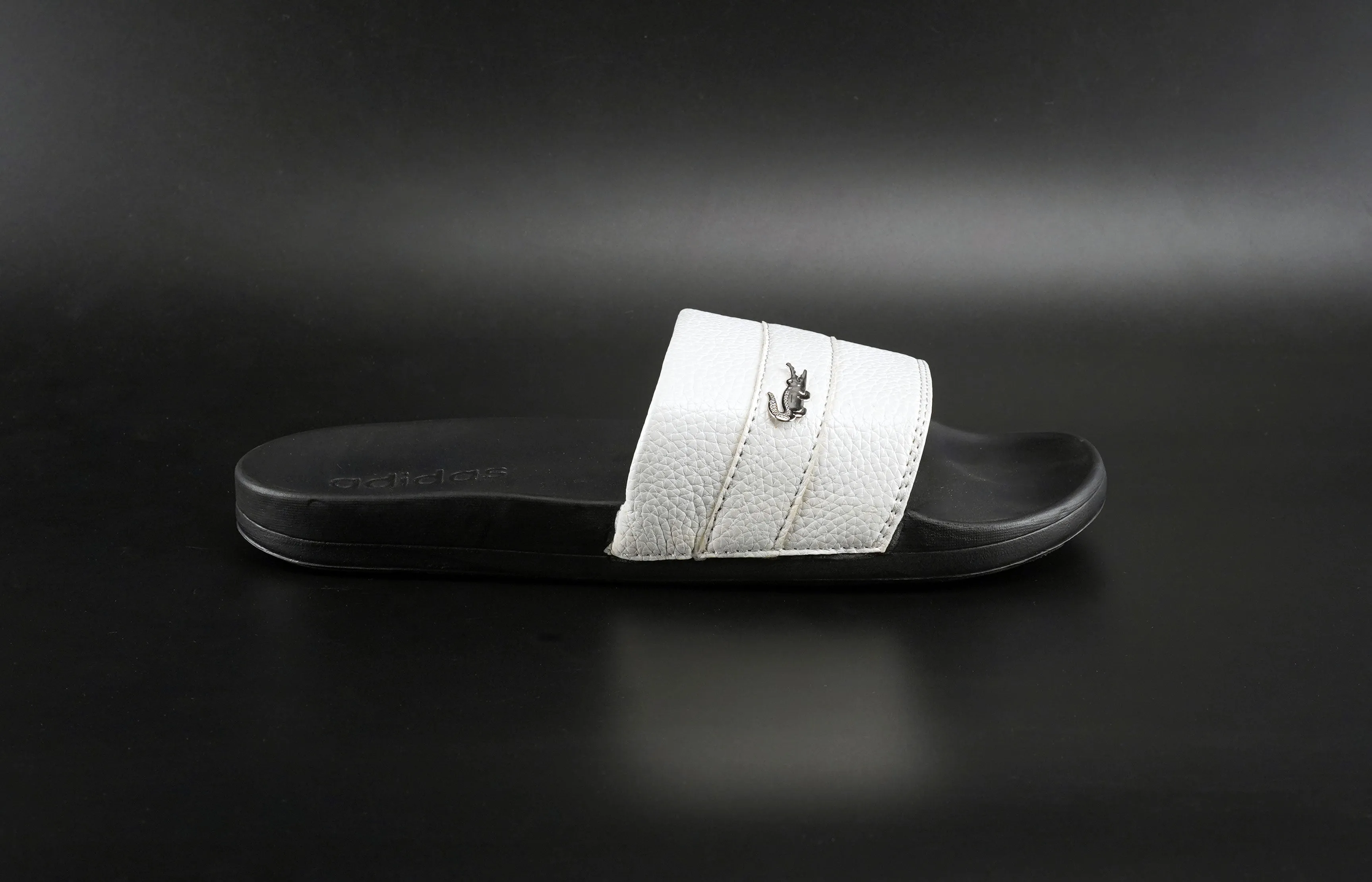 Adidas White and Black Slippers For Men