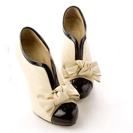 Adorable Bow Design High Heel Shoes in Beige