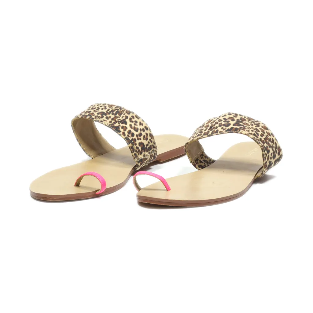 Aldo Flat Sandals Leather Beige Colour For Women