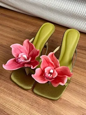 Alisia Leather Floral Sandals