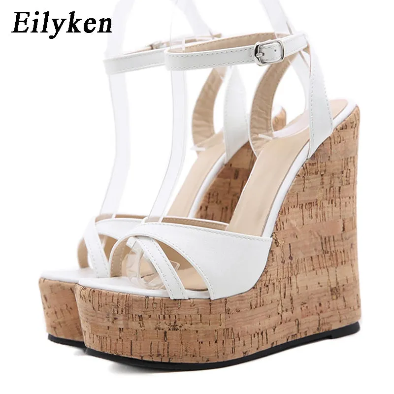 Amozae- 2024 New Summer New White Women's High Heels Sandals Platform Buckle Wedges Front Open Toe Ladies Shoes Size 35-42