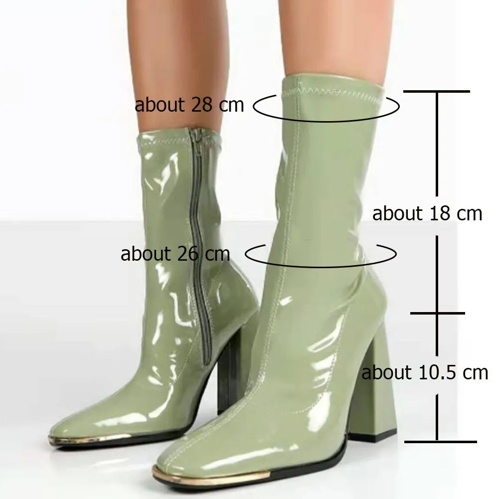 Amozae--  New Fashion Autumn Winter Solid Mid Calf Boots High Chunky Pltaform Big Szie 43 Concise Style Elegant Office Lady Shoes