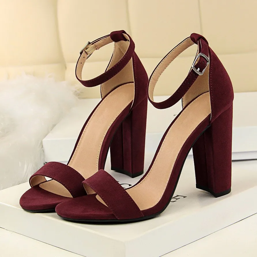 Amozae-   Summer Plus Size 34-43 Woman 9.5cm High Heels Sandals Classic Block Platform Pumps Lady Chunky Burgundy Yellow Nude Shoes