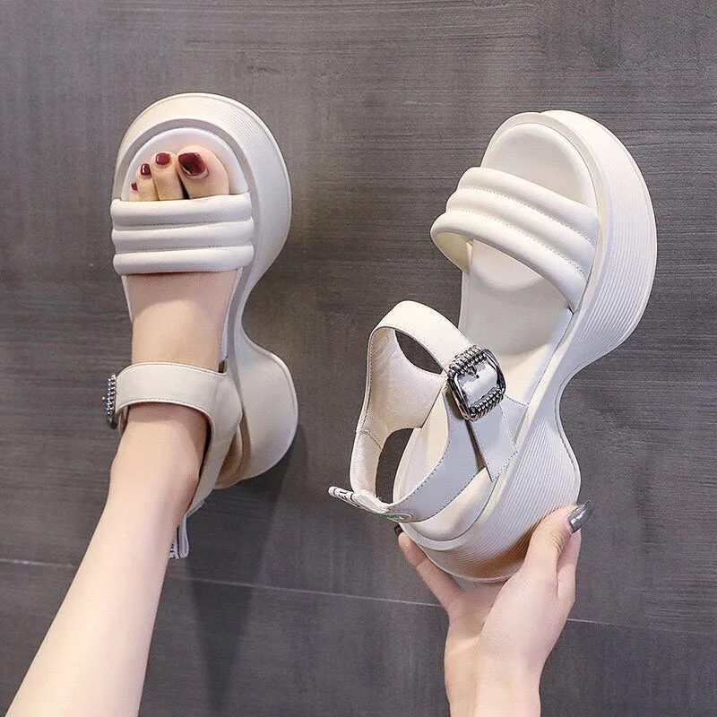 Amozae White Green Ladies Summer Sandals Wedge Fashion Shoes Casual Comfort Sandals Shoes For Women Platform Sandals Open Toe Shoes2024