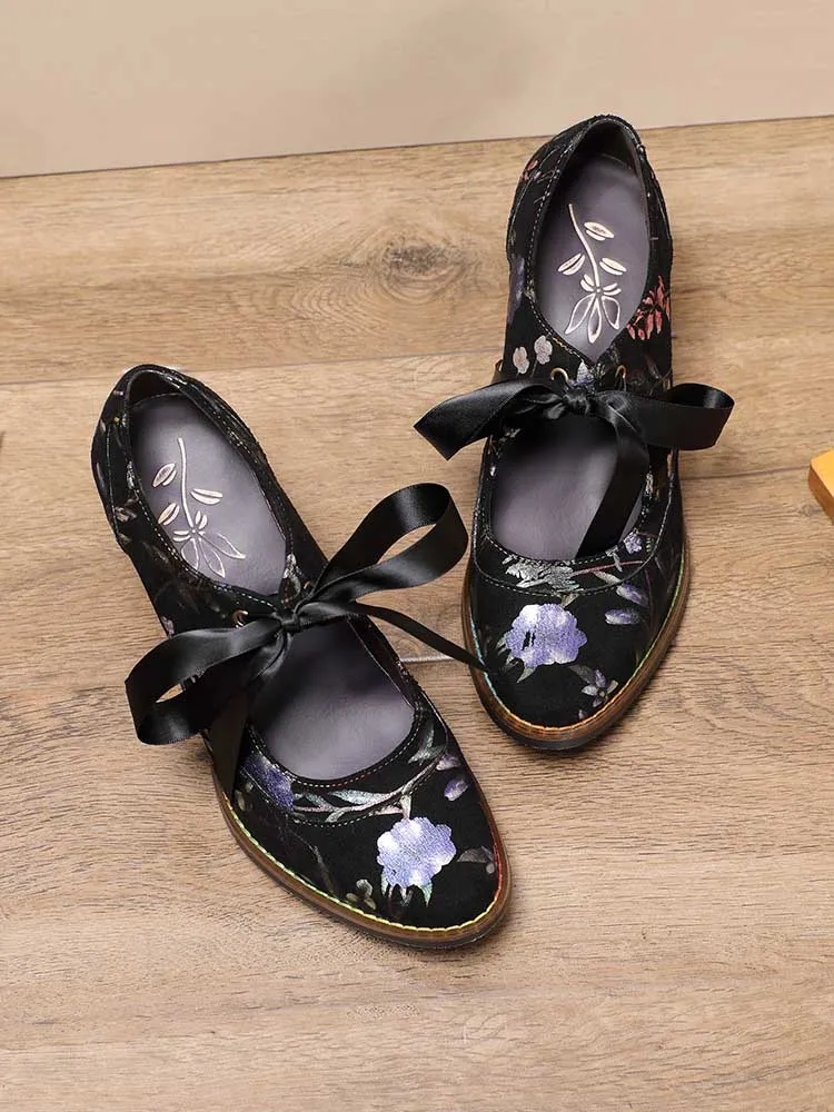 Angelique Handmade Floral Leather Shoes