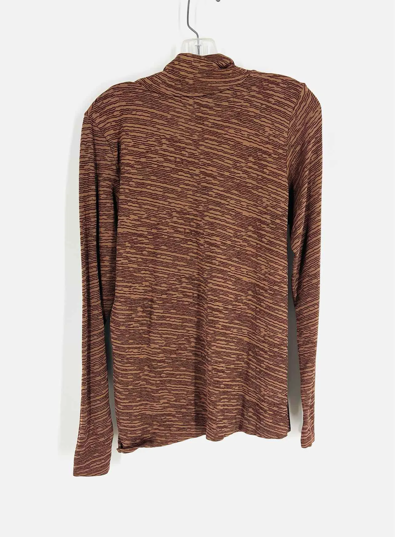 Athleta Size XL Brown Cowlneck Stripe Activewear Top-Long Sleeve