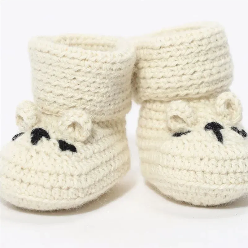 Baby Cute Doggie Crochet Booties - Off-White