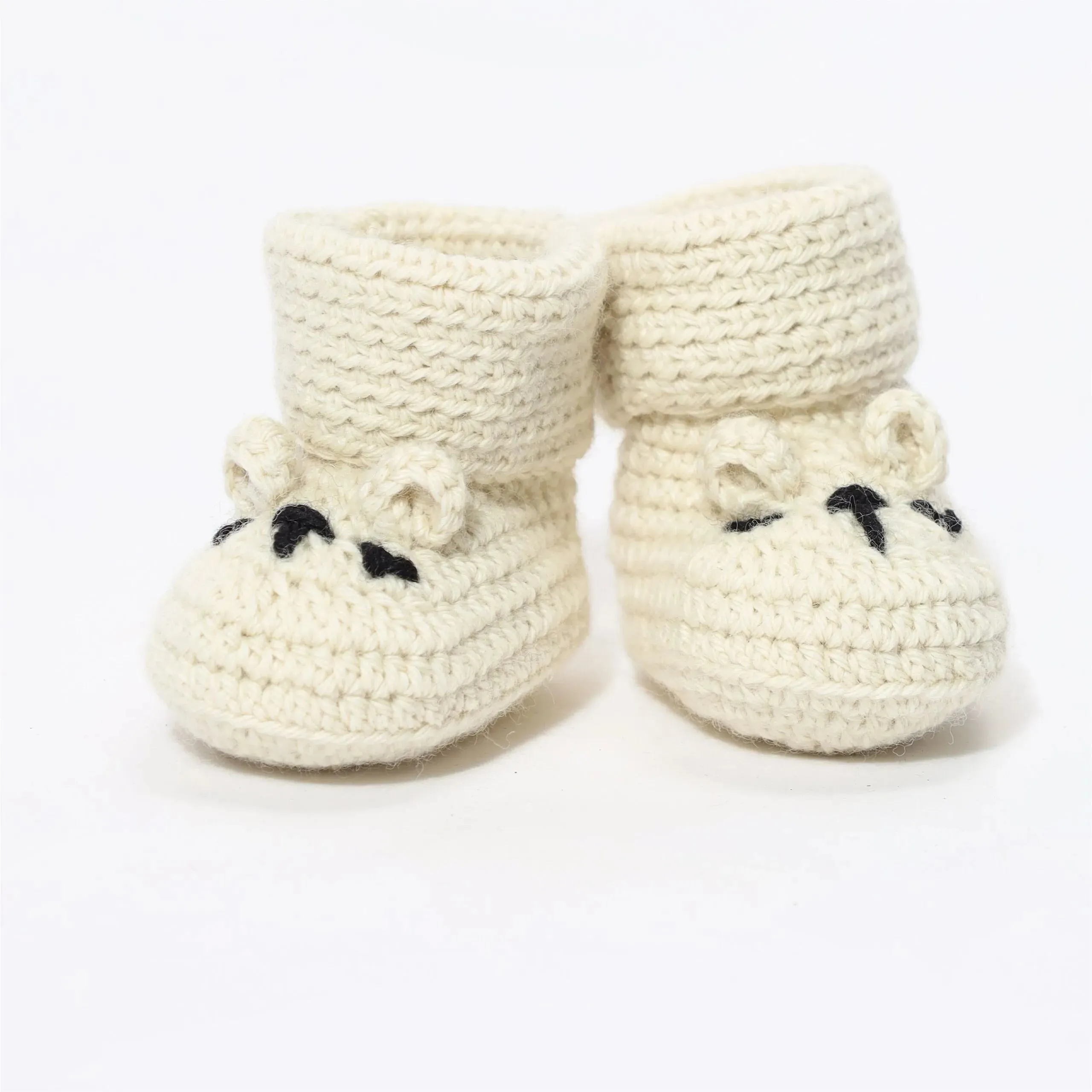 Baby Cute Doggie Crochet Booties - Off-White