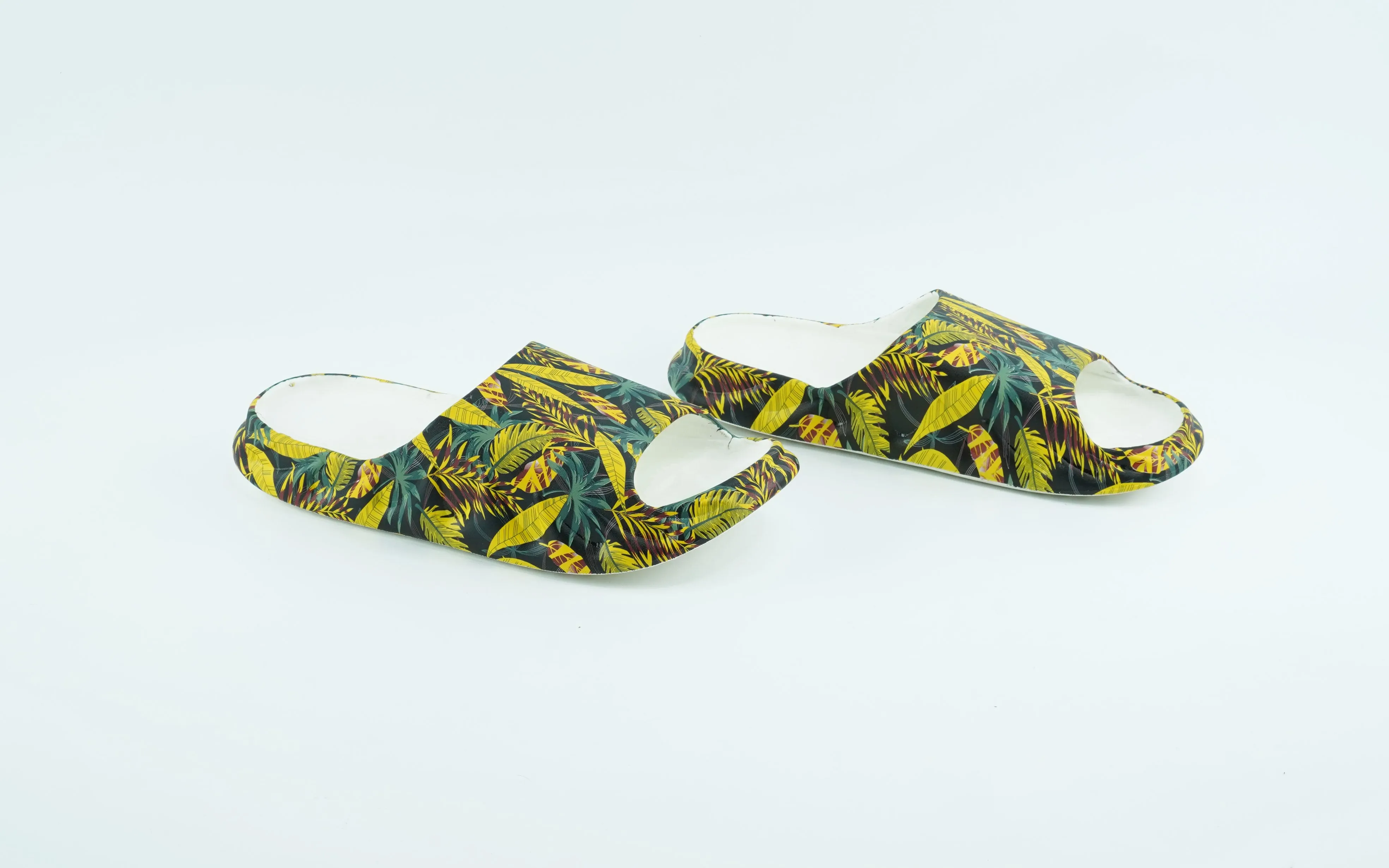 Black and yellow eva slides for men