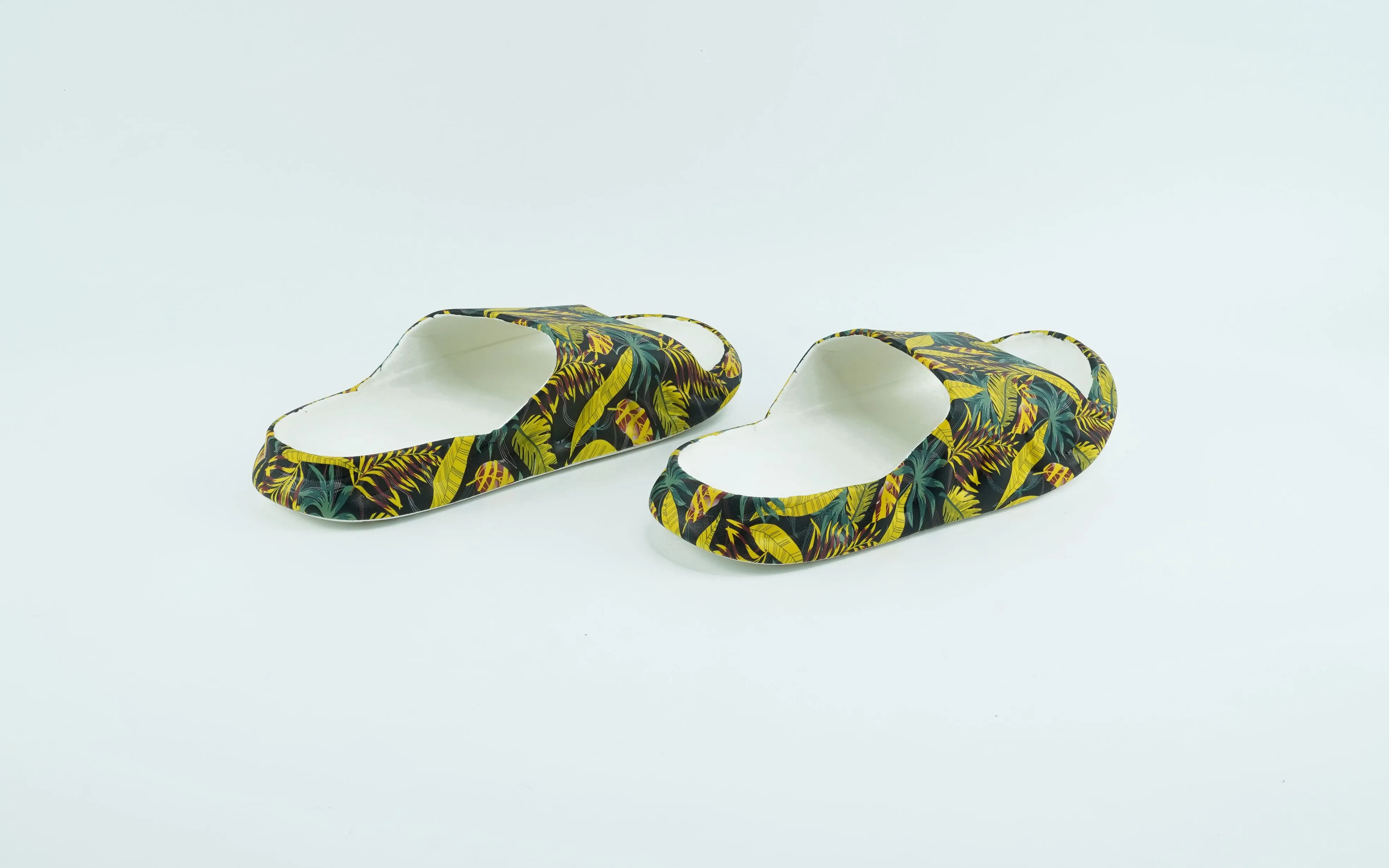 Black and yellow eva slides for men