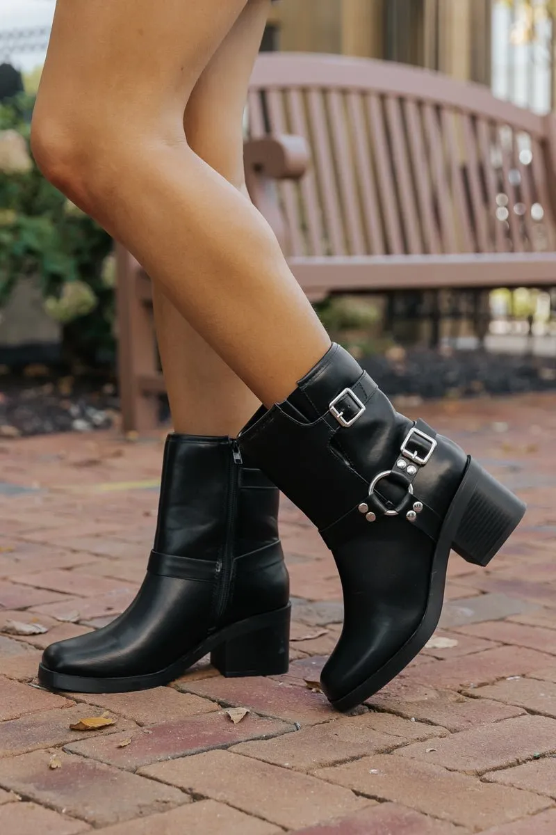 Black Belted Heeled Ankle Booties - FINAL SALE