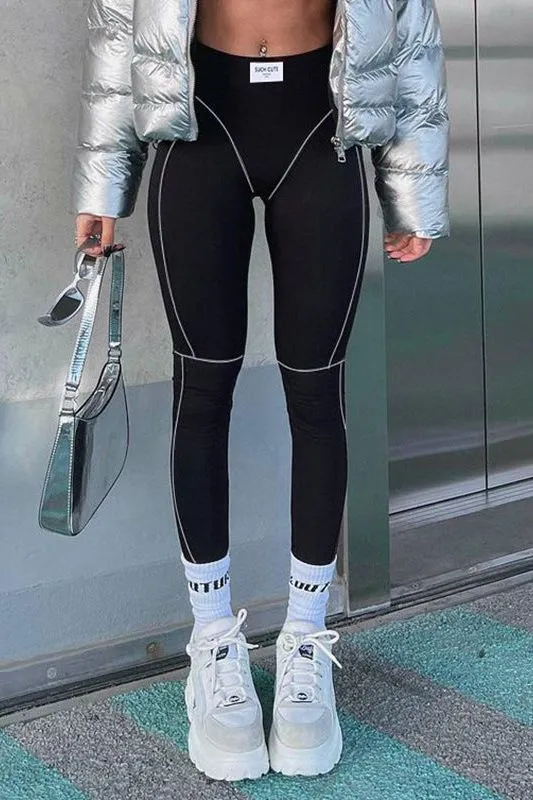 Black high waist activewear leggings