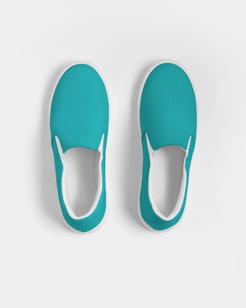 Bright Green Cyan Slip-On Canvas Sneakers | Men's | Bright Pure Green Cyan | C100M0Y38K0