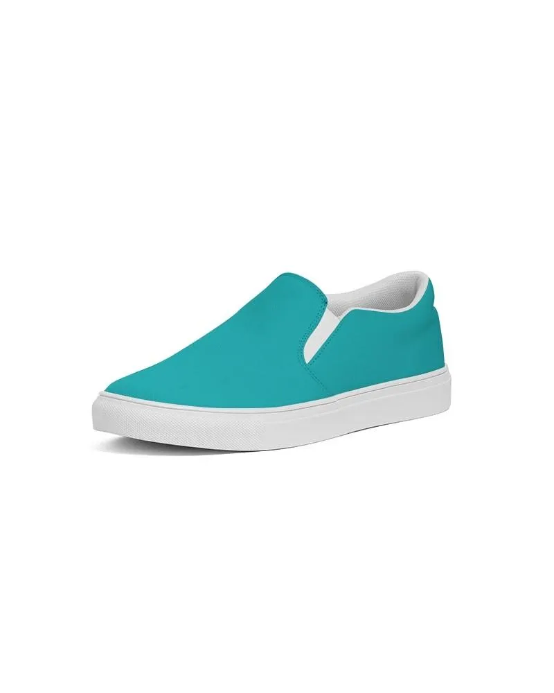 Bright Green Cyan Slip-On Canvas Sneakers | Men's | Bright Pure Green Cyan | C100M0Y38K0