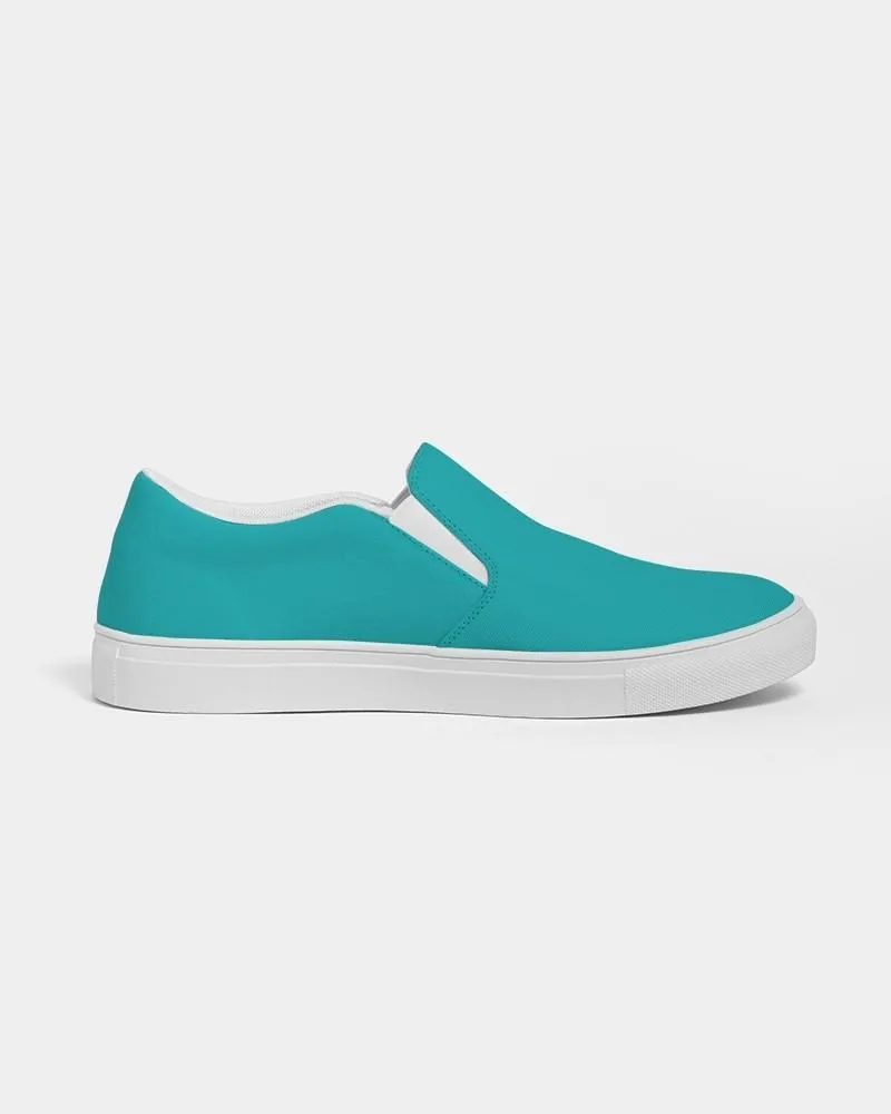 Bright Green Cyan Slip-On Canvas Sneakers | Men's | Bright Pure Green Cyan | C100M0Y38K0