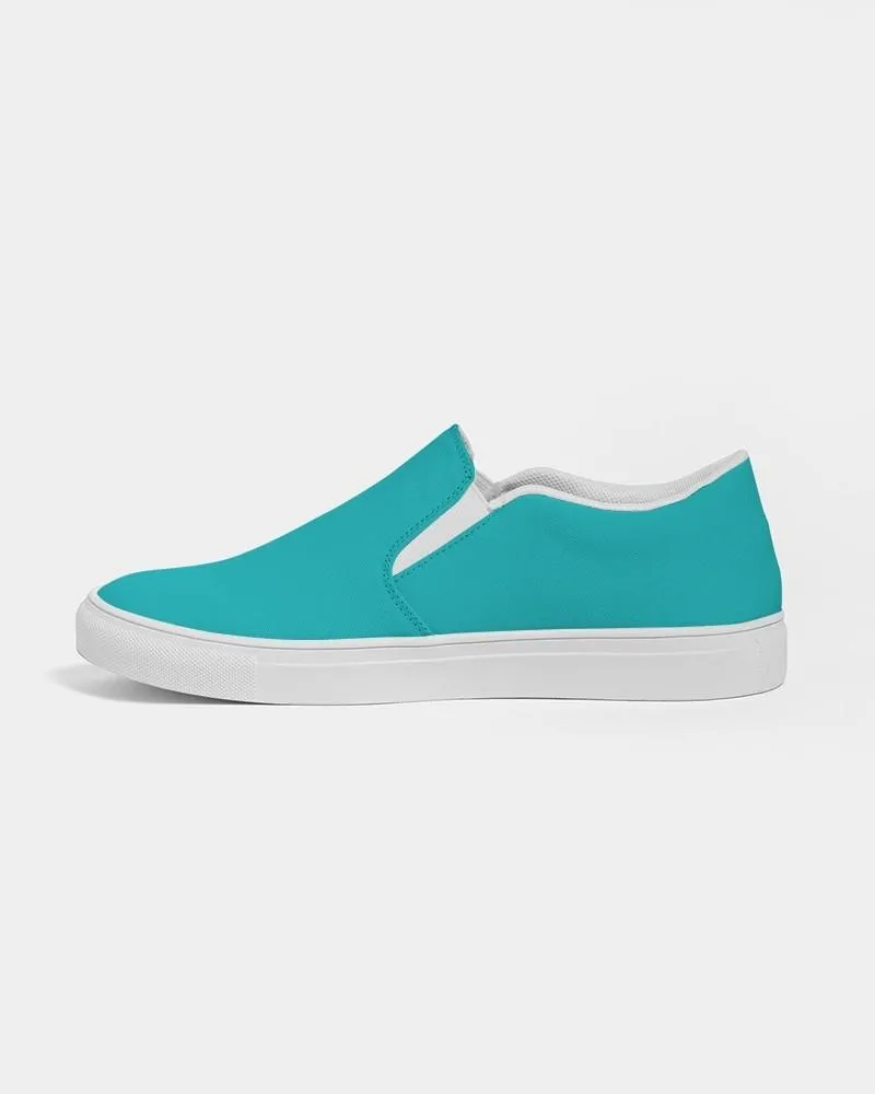 Bright Green Cyan Slip-On Canvas Sneakers | Men's | Bright Pure Green Cyan | C100M0Y38K0