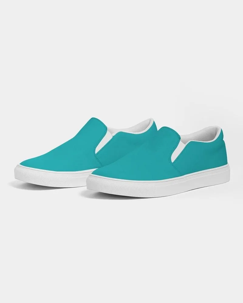 Bright Green Cyan Slip-On Canvas Sneakers | Men's | Bright Pure Green Cyan | C100M0Y38K0