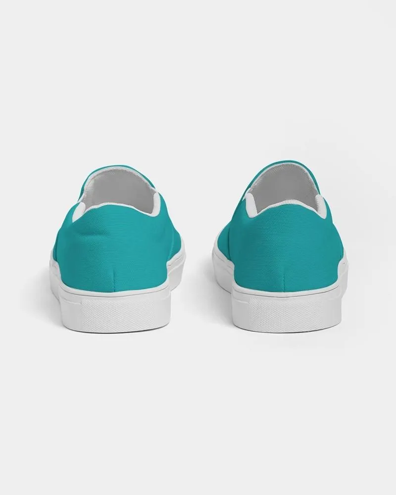 Bright Green Cyan Slip-On Canvas Sneakers | Men's | Bright Pure Green Cyan | C100M0Y38K0