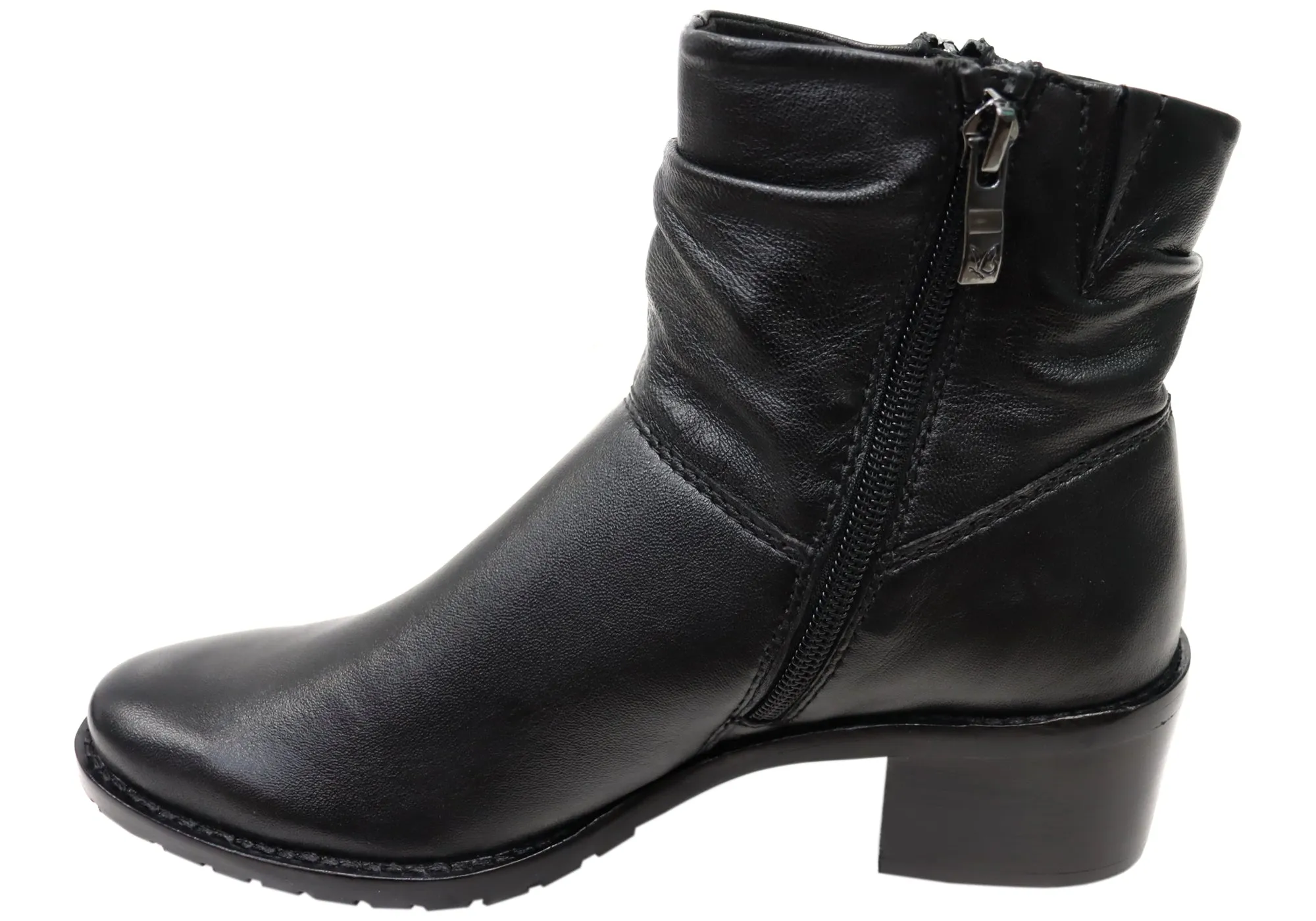 Caprice Nelba Womens Wide Fit Comfortable Leather Ankle Boots