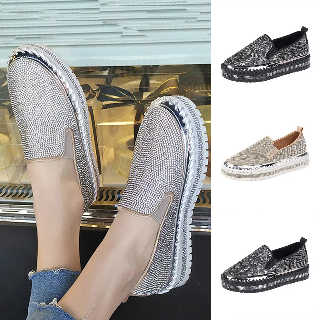 Casual Rhinestones Thick Soled Flat Shoes Sneaker