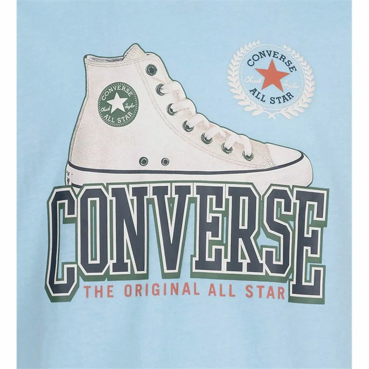 Child's Short Sleeve T-Shirt Converse Script Sneaker Gfx Sky blue