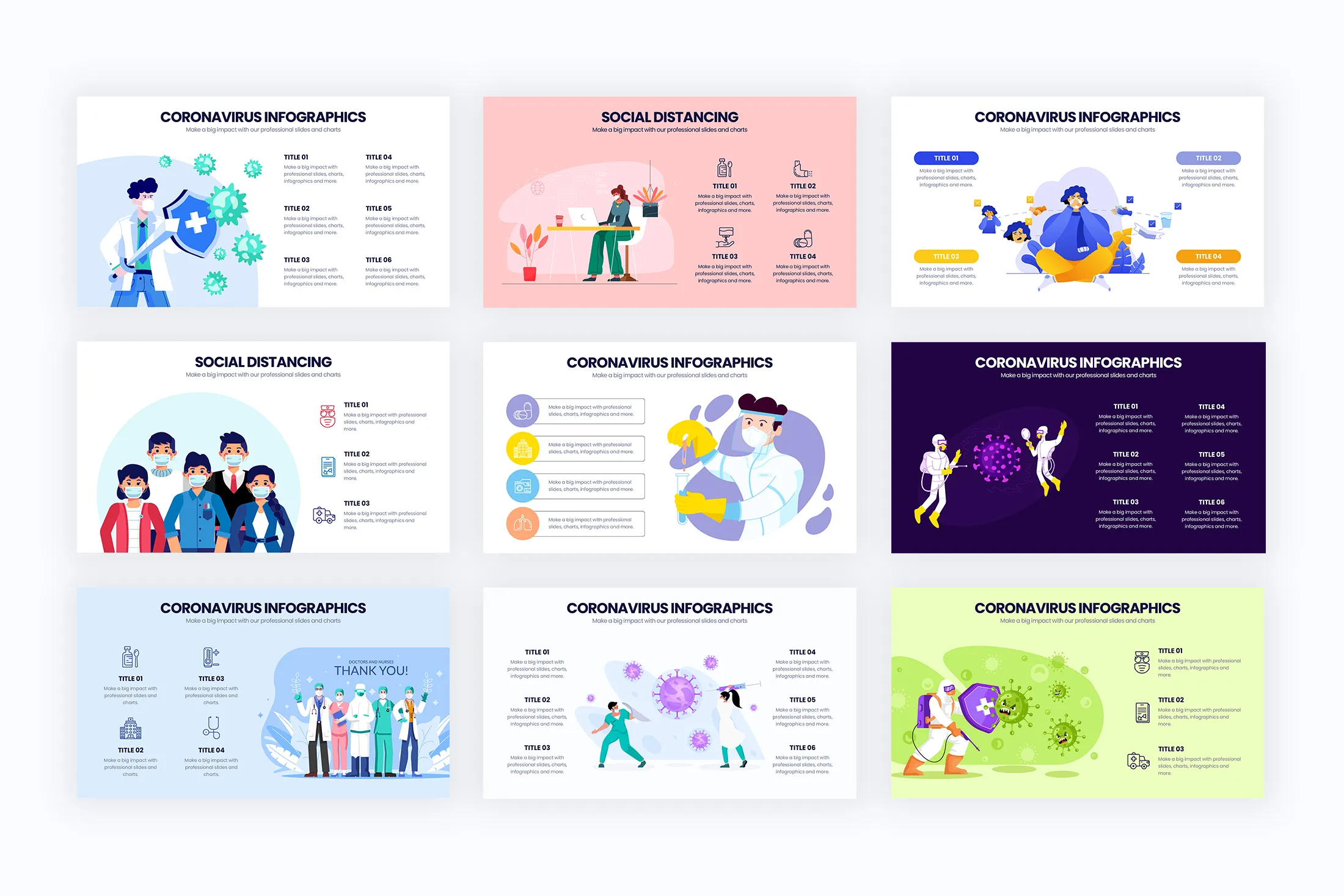 Coronavirus and Social Distancing Infographic Templates