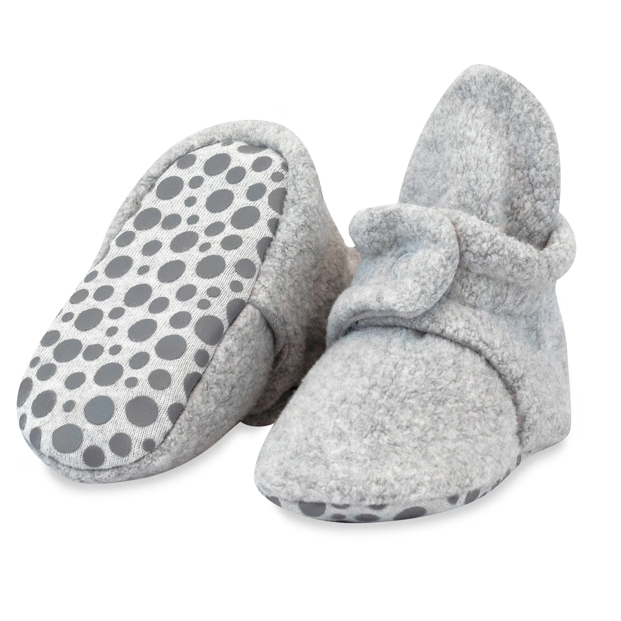 Cozie Fleece Gripper Baby Bootie 3 Pack - Heather Gray/Baby Pink/Cream