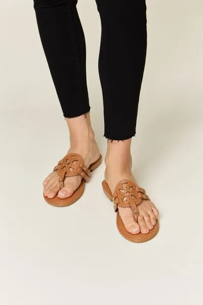 Cutout PU Leather Open Toe Sandals