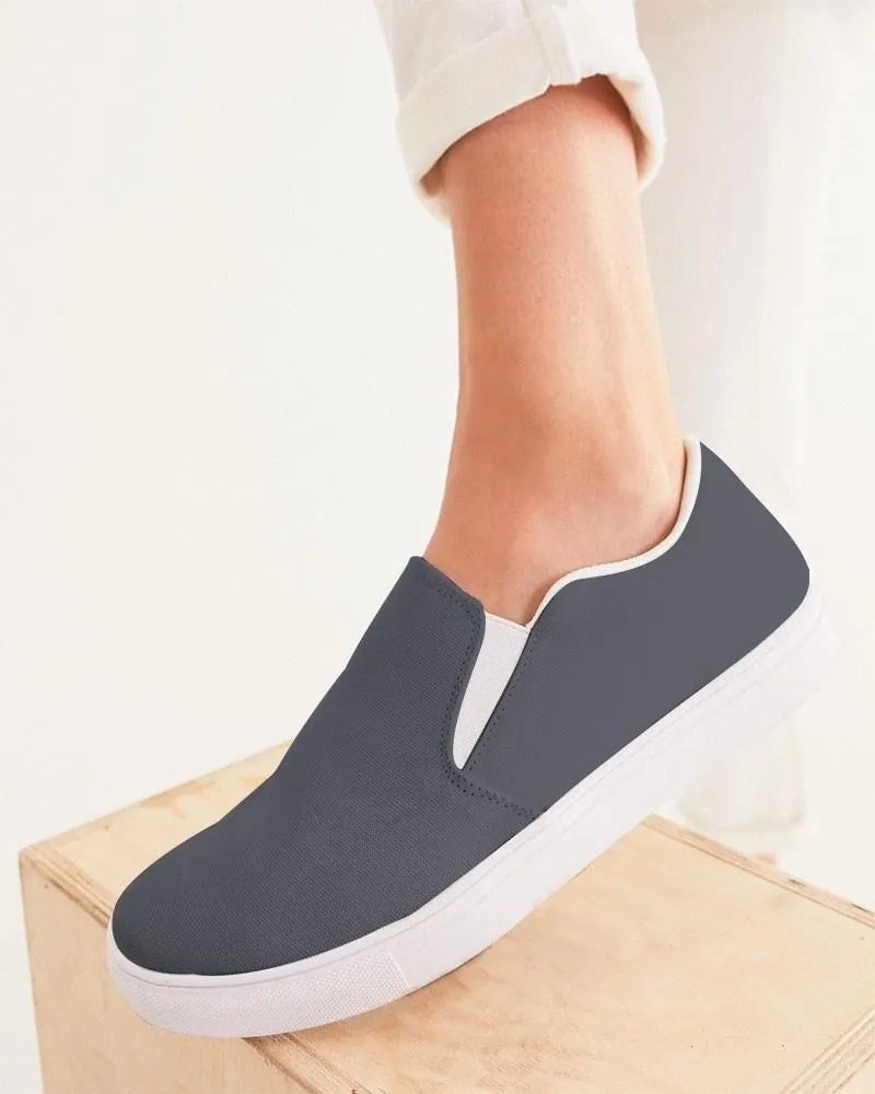 Dark Blue Gray Slip-On Canvas Sneakers | Women's | Dark Pale Blue Gray | C10M10Y0K80