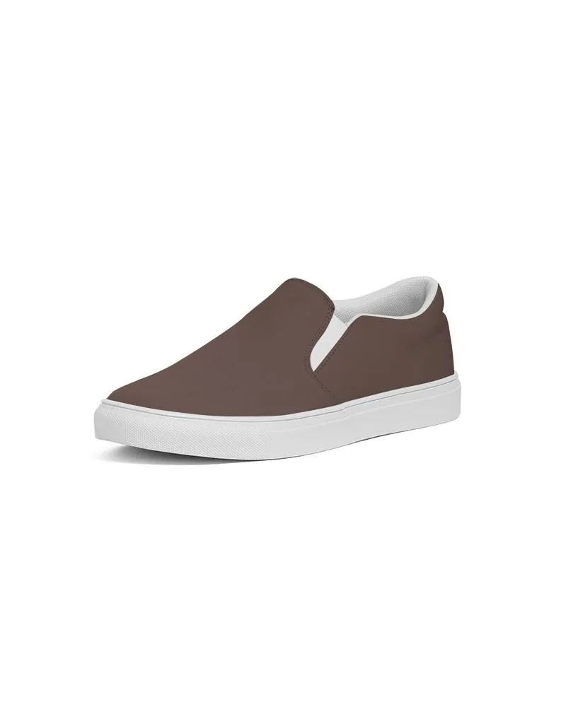 Dark Red Brown Slip-On Canvas Sneakers | Men's | Dark Pale Pastel Red Brown | C0M30Y30K80