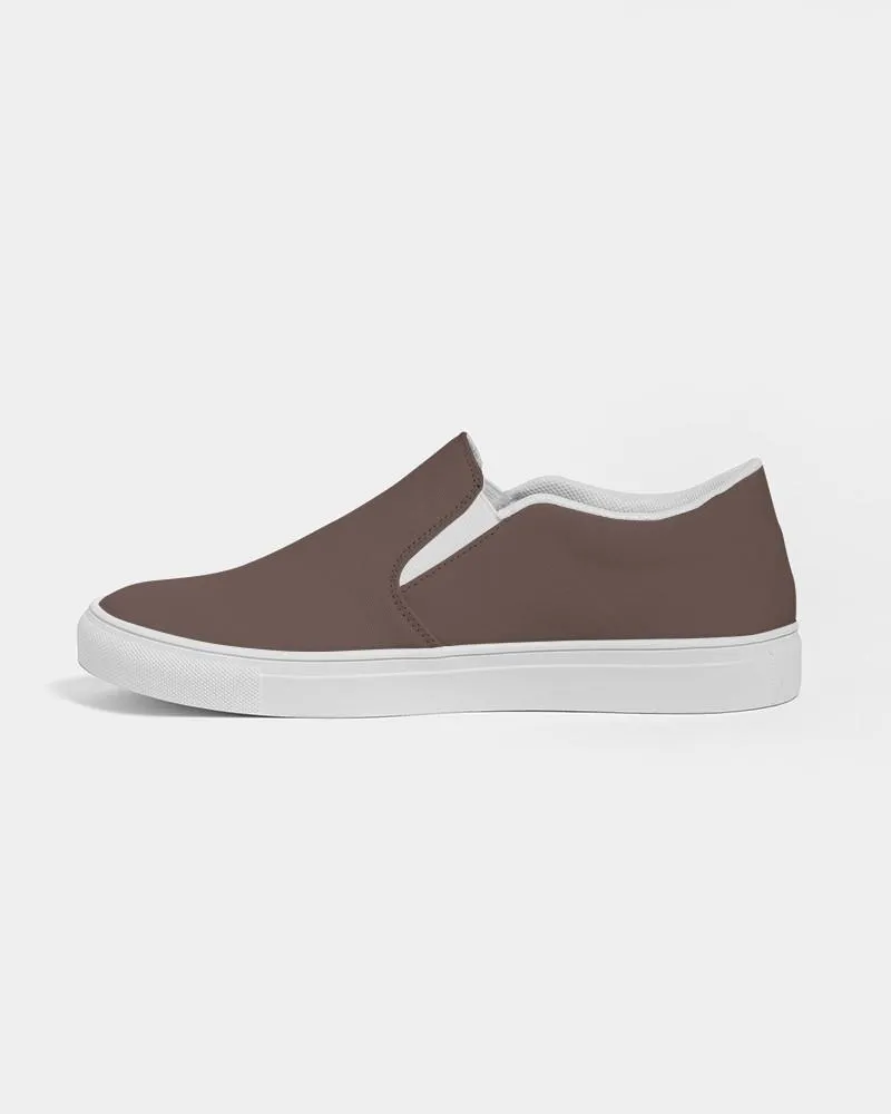 Dark Red Brown Slip-On Canvas Sneakers | Men's | Dark Pale Pastel Red Brown | C0M30Y30K80