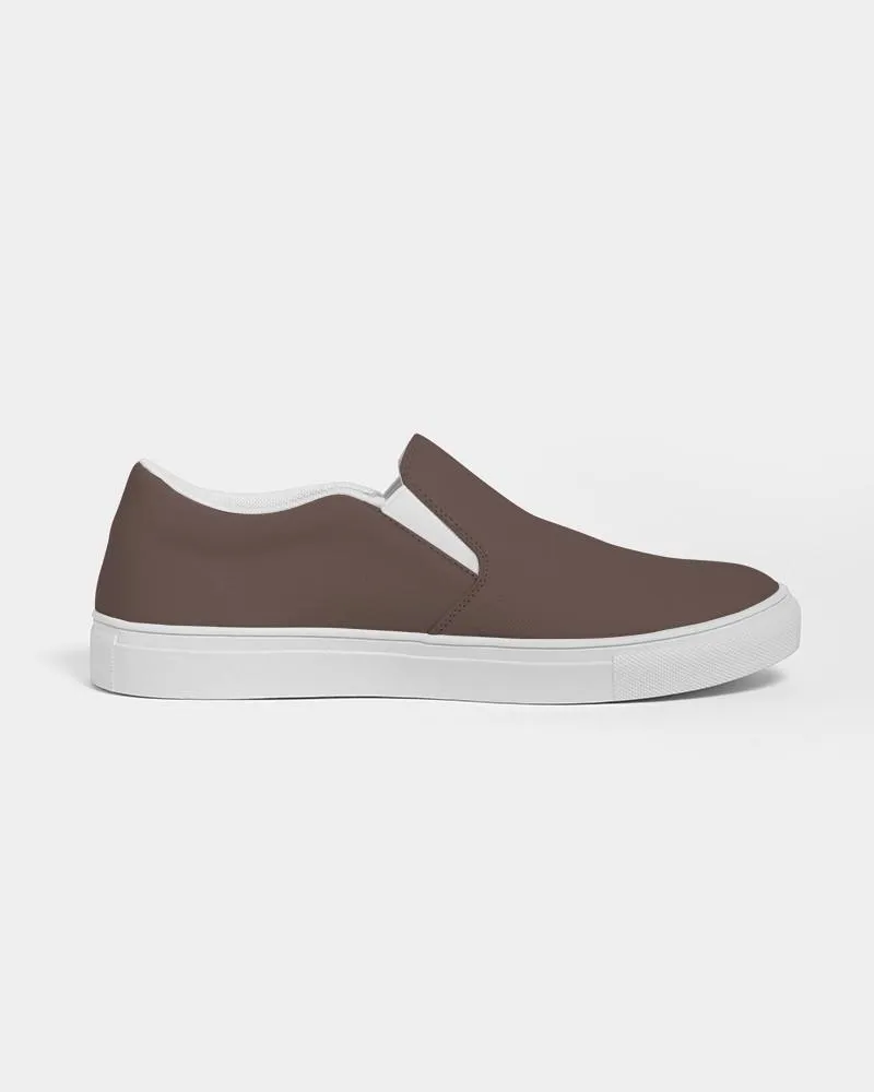 Dark Red Brown Slip-On Canvas Sneakers | Men's | Dark Pale Pastel Red Brown | C0M30Y30K80