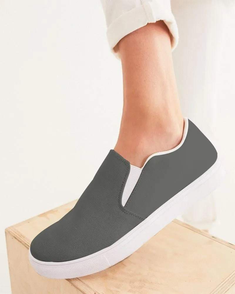 Dark Yellow Gray Slip-On Canvas Sneakers | Women's | Dark Pale Yellow Gray | C0M0Y10K80