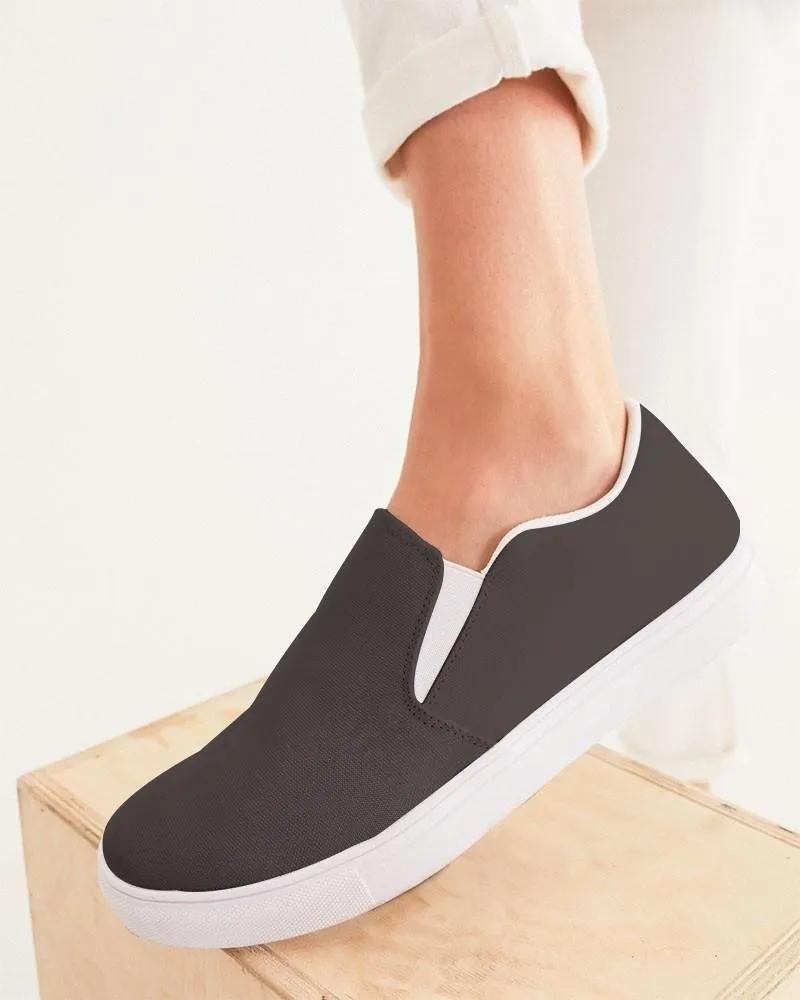 Deep Dark Brown Slip-On Canvas Sneakers | Women's | Deep Dark Pale Brown | C60M60Y60K60