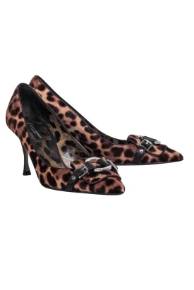 Dolce & Gabbana - Brown & Tan Leopard Print Pointed Toe Pumps Sz 6.5