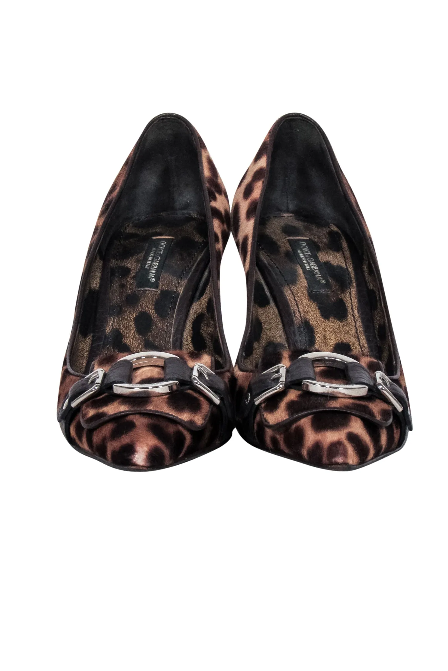 Dolce & Gabbana - Brown & Tan Leopard Print Pointed Toe Pumps Sz 6.5