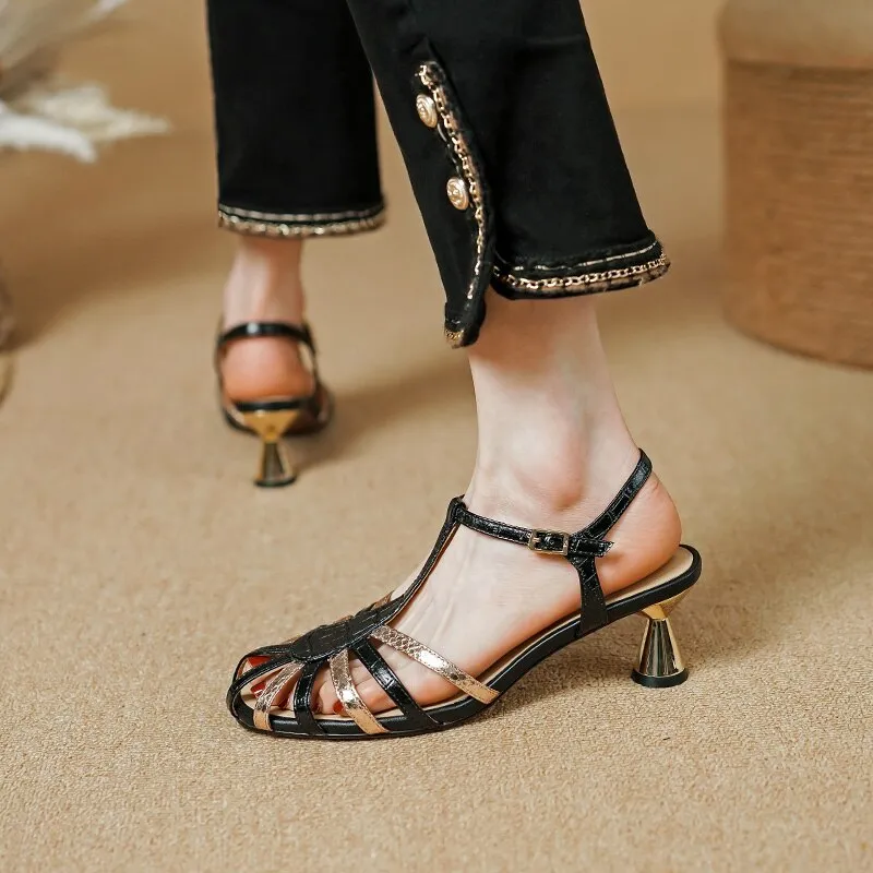 Elegant Thin High Heels Women Sandals Fashion Narrow Band Ankle Strap Mature Office