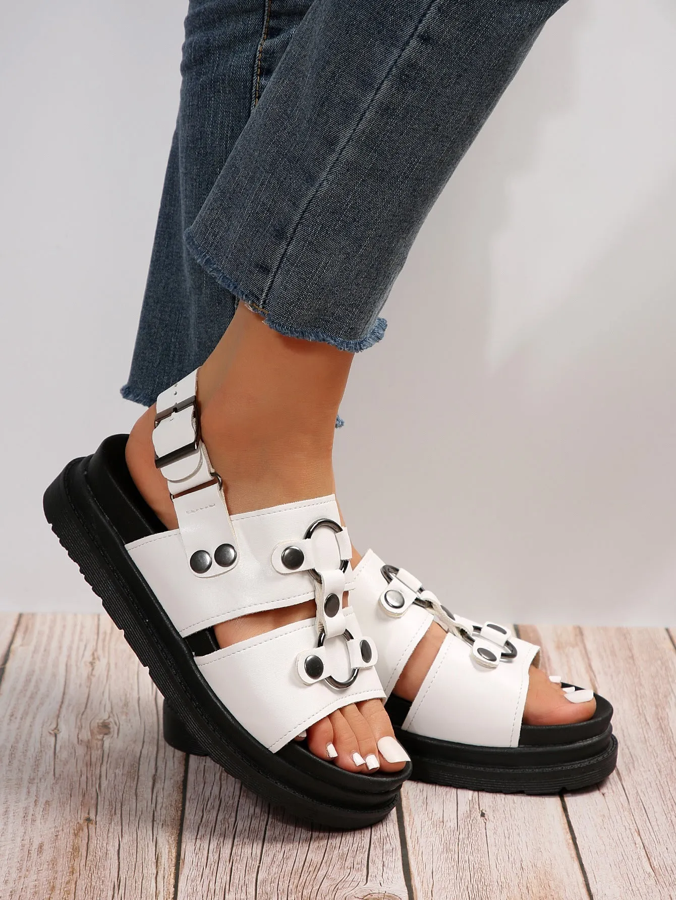 elveswallet Buckle Strap Thick Sole Soft Bottom Roman Sandals