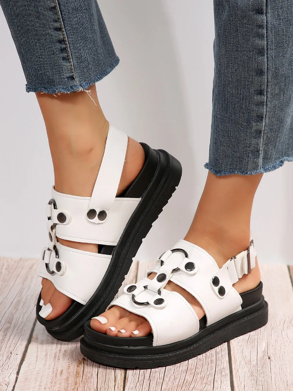 elveswallet Buckle Strap Thick Sole Soft Bottom Roman Sandals