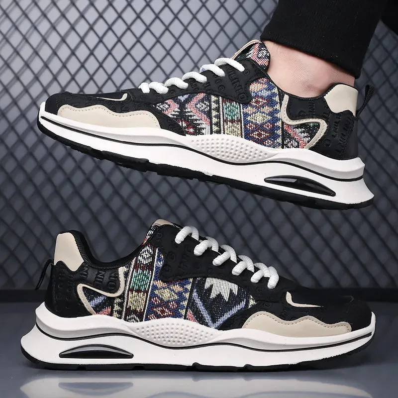 Ethnic Geometric Patchwork Canvas Sneakers