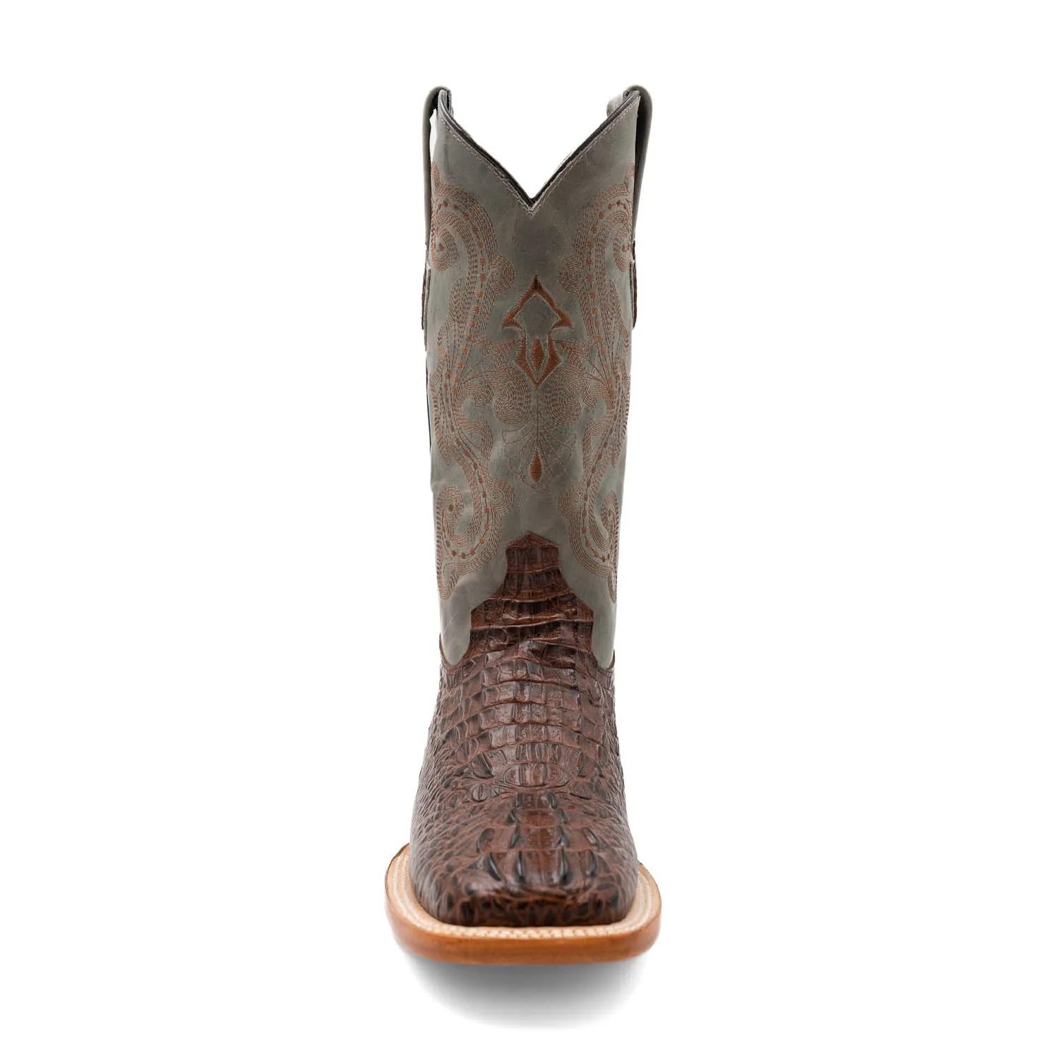 Ferrini Mens Rust Leather Caiman Print S-Toe Stampede Cowboy Boots