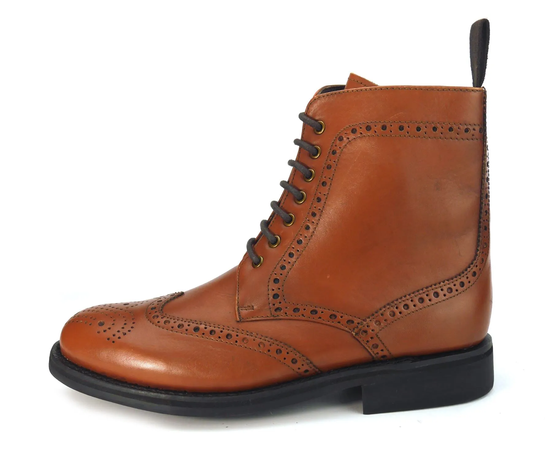 Frank James Benchgrade Cotswold Leather Welted Lace Up Brogue Rubber Sole Dealer Boots