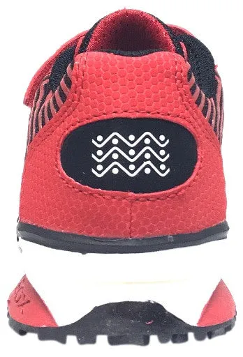 Geox Boy's Bernie Red & Black Double Hook and Loop Strap Sneaker